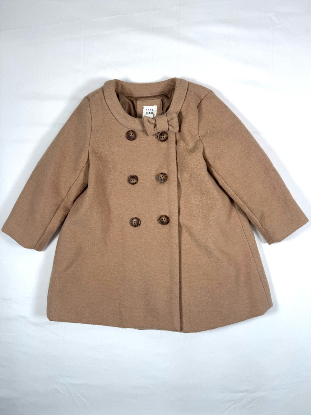 GAP Baby Girls Bow‎ Coat 18-24 Months Double Breasted Peacoat Classic Preppy